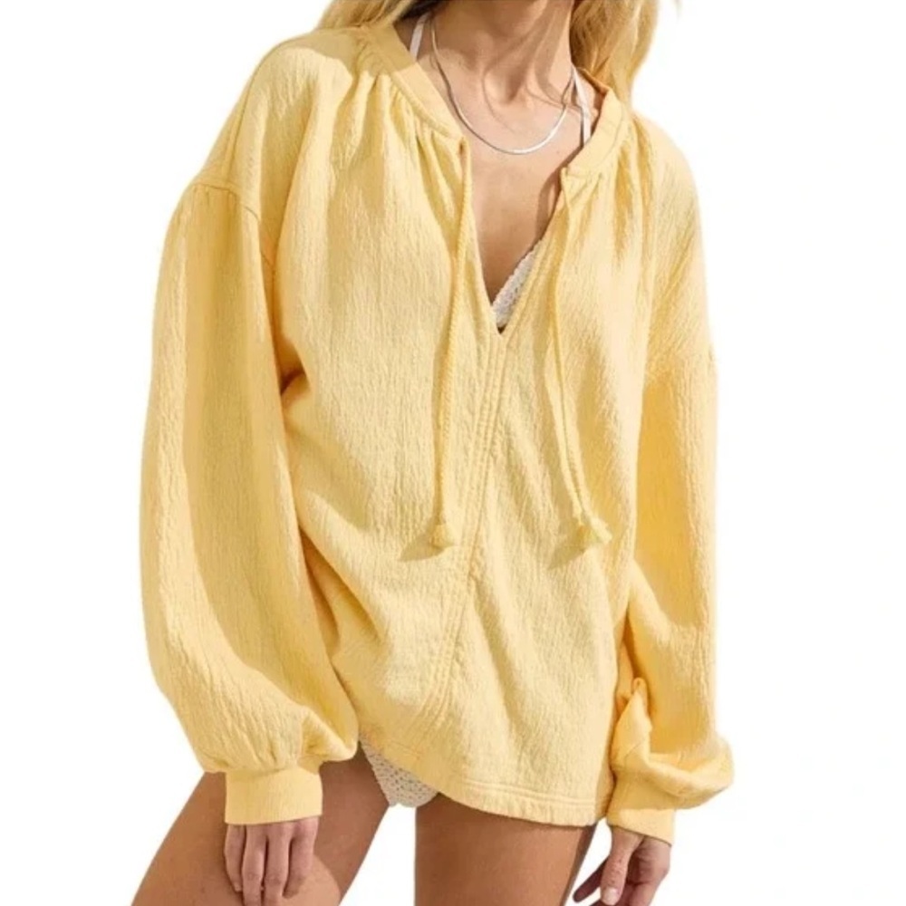 aerie Lightweight Yellow Pullover Hoodie